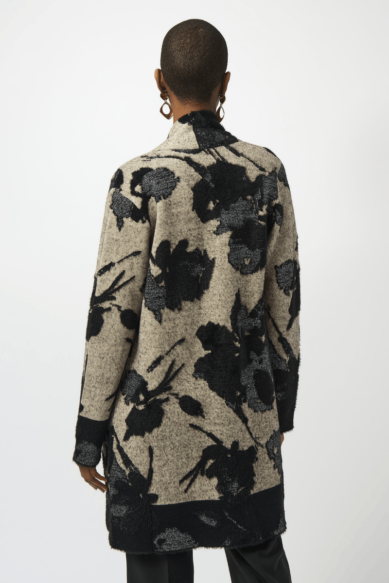 Joseph Ribkoff 253956 Abstract Jacquard Sweater Knit Long Cardigan
