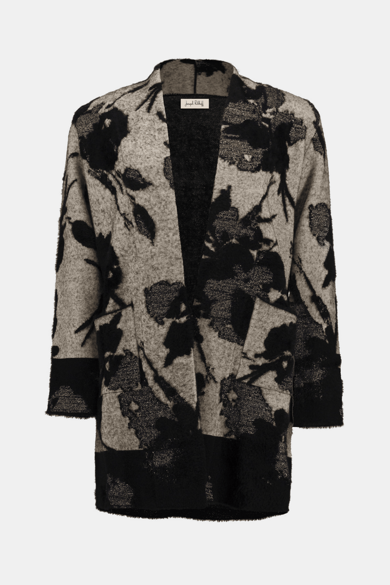 Joseph Ribkoff 253956 Abstract Jacquard Sweater Knit Long Cardigan