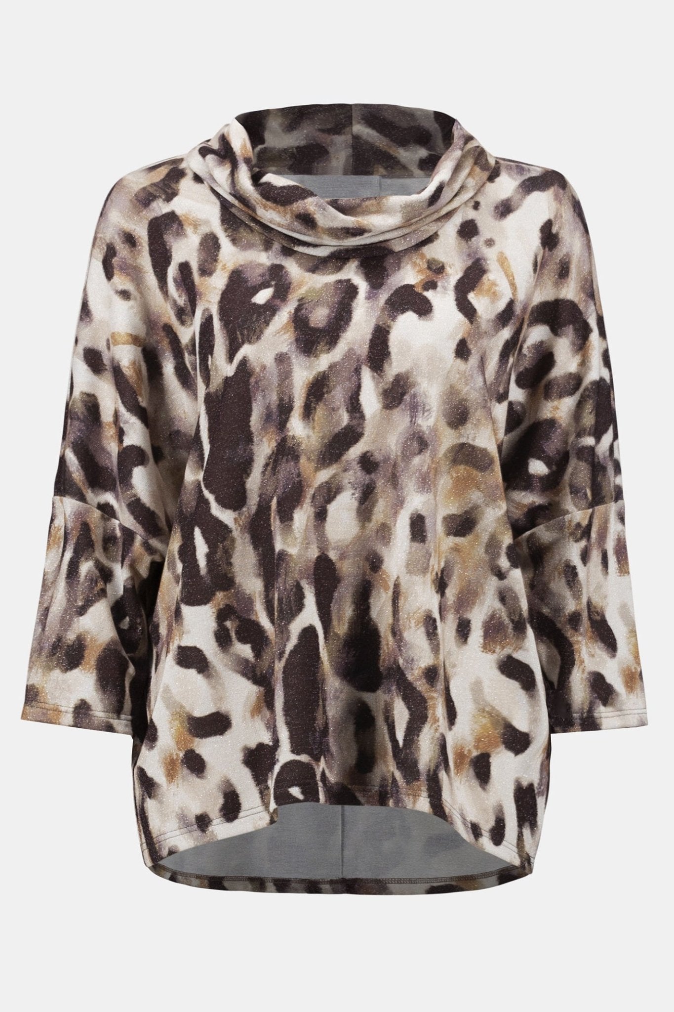 Joseph Ribkoff 254033 Brown Animal Print Cowl Neck Knit Top - Dotique - Joseph Ribkoff