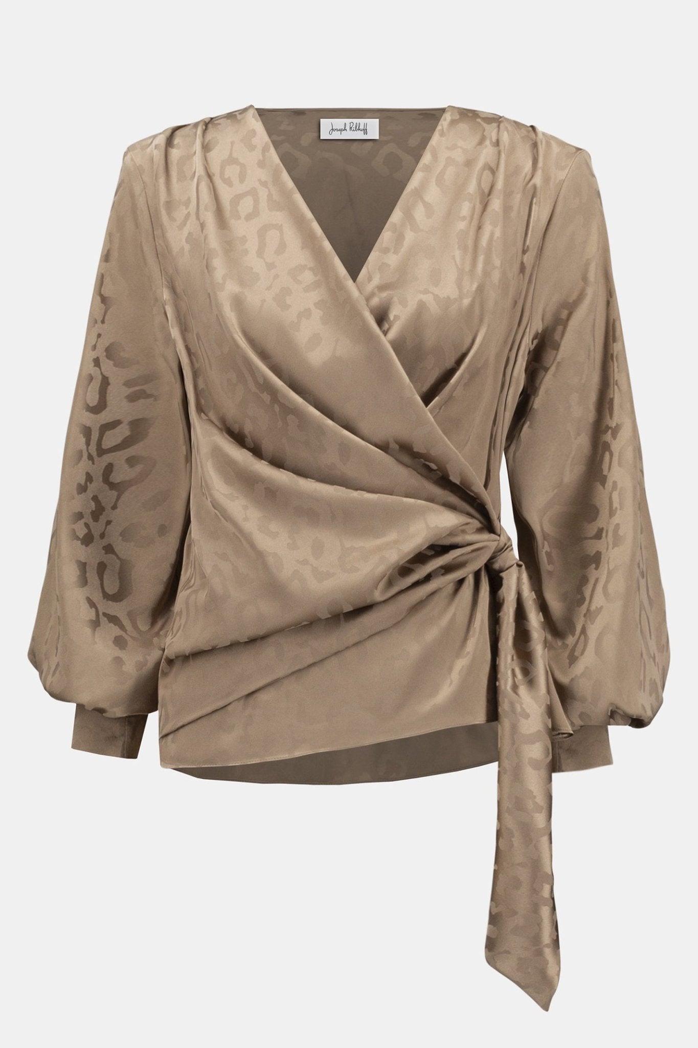 Joseph Ribkoff 254060 Antique Gold Animal Print Wrap Top - Dotique - Joseph Ribkoff
