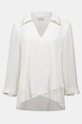 Joseph Ribkoff 254141 Winter White Diamante Collar V - Neck Blouse - Dotique - Joseph Ribkoff