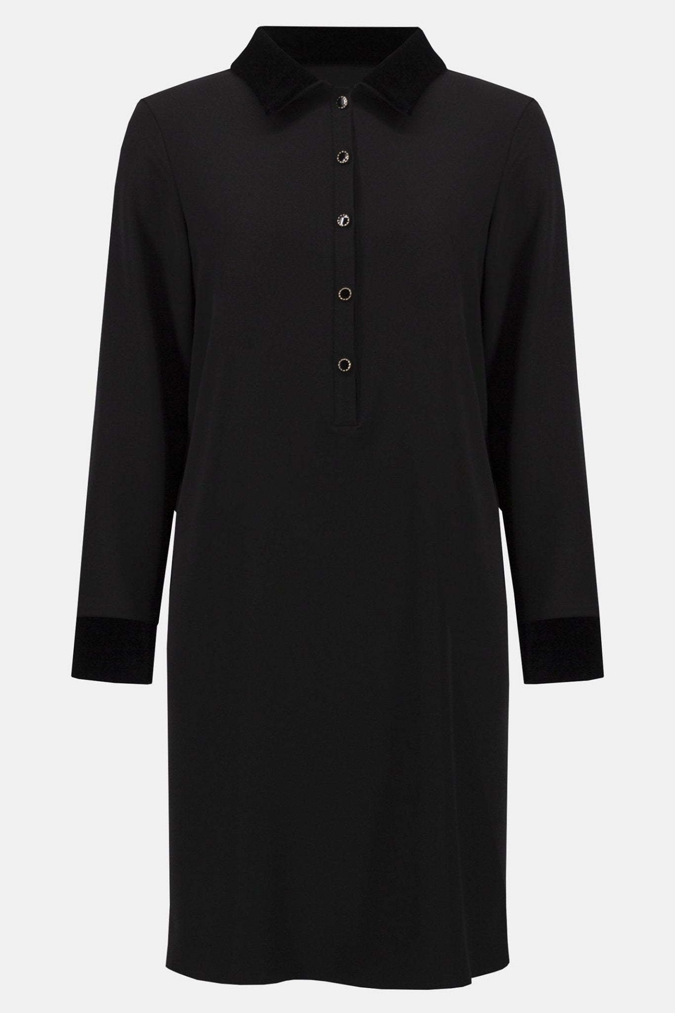 Joseph Ribkoff 254156 Black Half Placket Shirt Dress With Sleeves - Dotique - Joseph Ribkoff