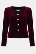Joseph Ribkoff 254197 Red Velvet Scoop Neck Jacket - Dotique - Joseph Ribkoff