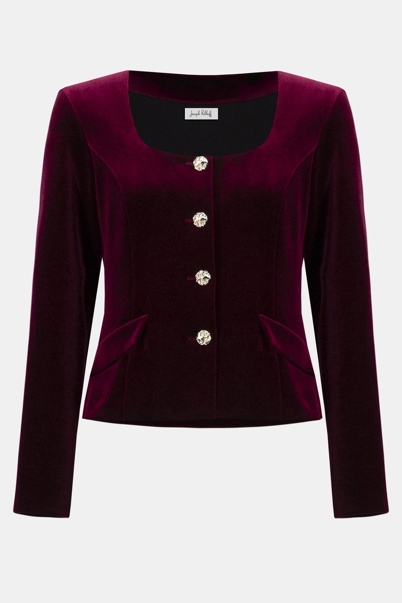Joseph Ribkoff 254197 Red Velvet Scoop Neck Jacket - Dotique - Joseph Ribkoff
