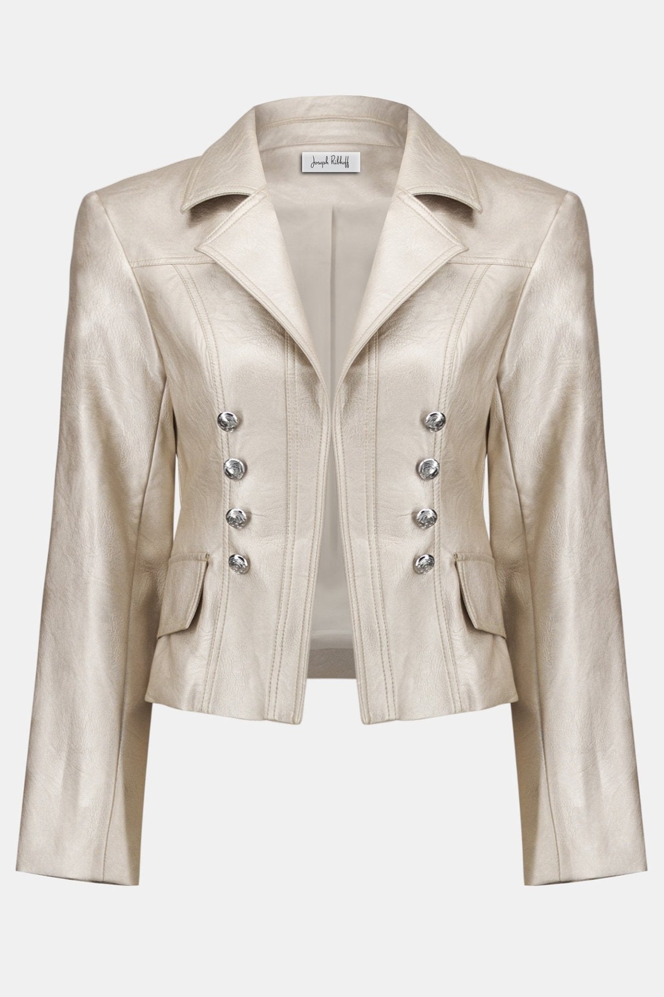 Joseph Ribkoff 254925 Light Gold Shimmer Leatherette Jacket - Dotique - Joseph Ribkoff
