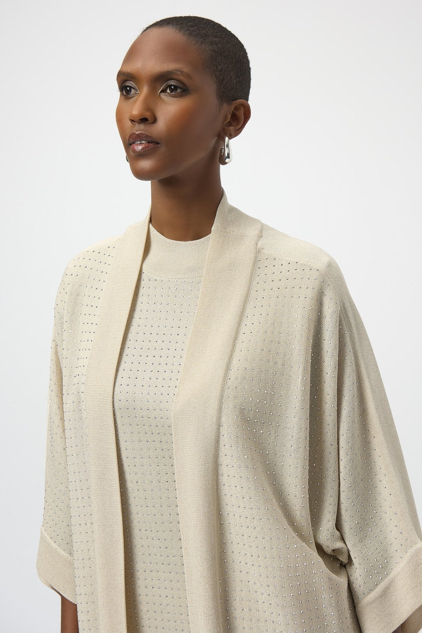 Joseph Ribkoff 254937 Birch Silver Sparkle Longline Cardigan - Dotique - Joseph Ribkoff