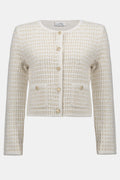 Joseph Ribkoff 254938 Winter White Sequined Sweater Knit Cardigan with Gold Buttons - Dotique - Joseph Ribkoff