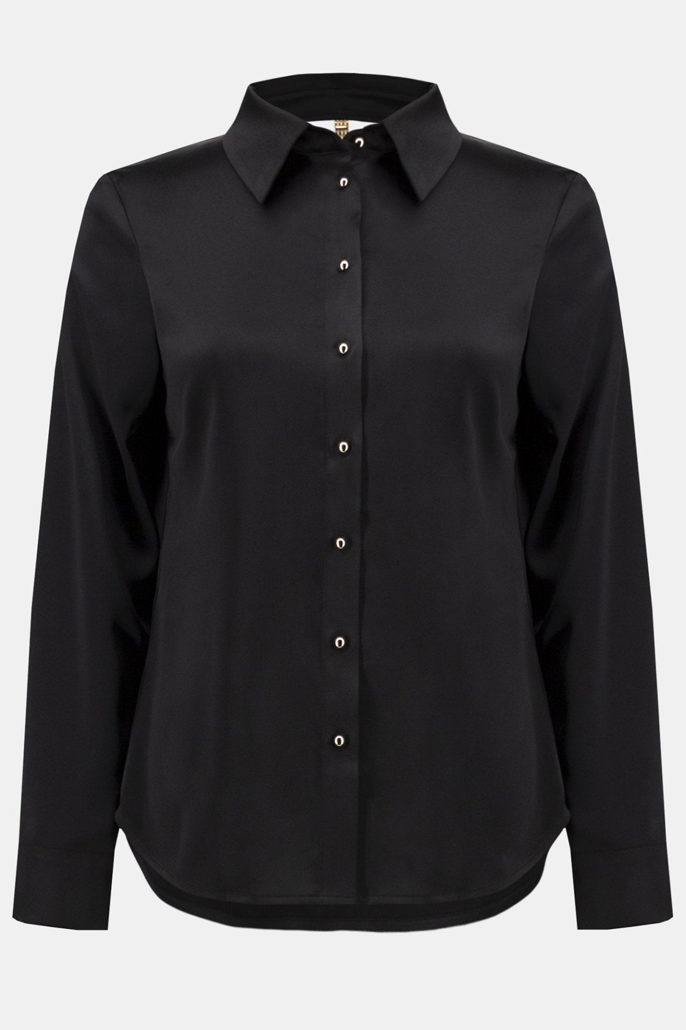 Joseph Ribkoff 254967 Black Satin Drape - Back Shirt - Dotique - Joseph Ribkoff