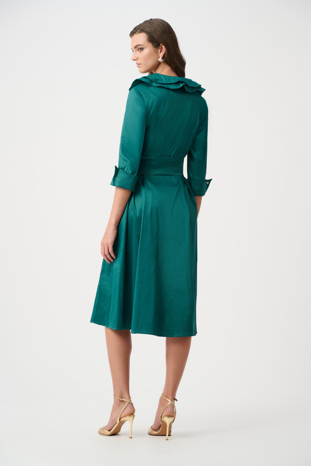 Joseph Ribkoff 261719F26 Signature | Stretch Taffeta Fit And Flare Dress With Lapel Collar. Shop Joseph Ribkoff at Dotique.