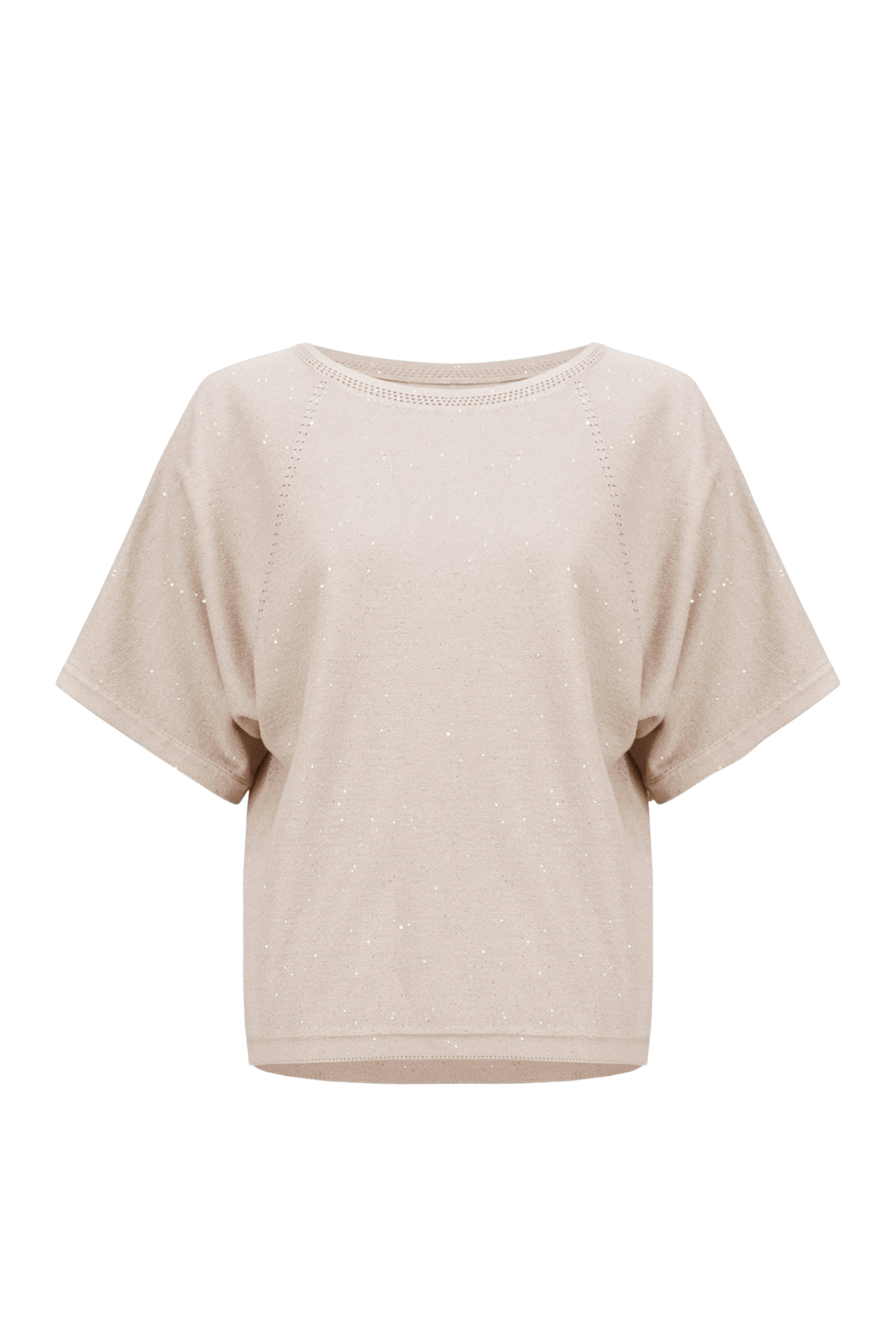 Joseph Ribkoff 261917 sequins yarn sweater with scoop neck and raglan sleeves. Soft viscose blend with subtle shimmer. Shop Dotique.