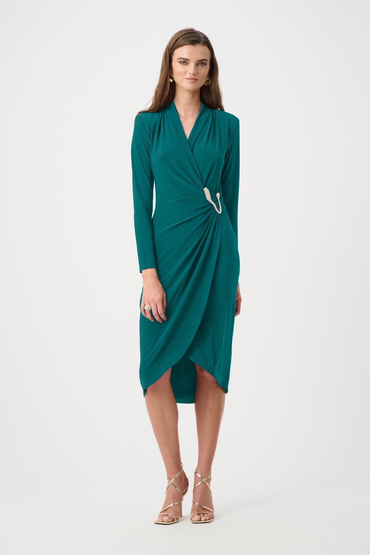 Joseph Ribkoff 263709 Wrap Dress with Rhinestone Detail Green Shop Joseph Ribkoff at Dotique