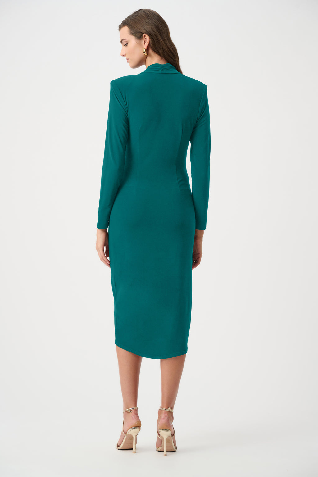 Joseph Ribkoff 263709 Wrap Dress with Rhinestone Detail Green back view Shop Joseph Ribkoff at Dotique
