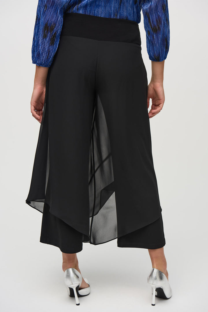 Joseph Ribkoff Black 244208 Chiffon Wide Leg Trousers - Dotique