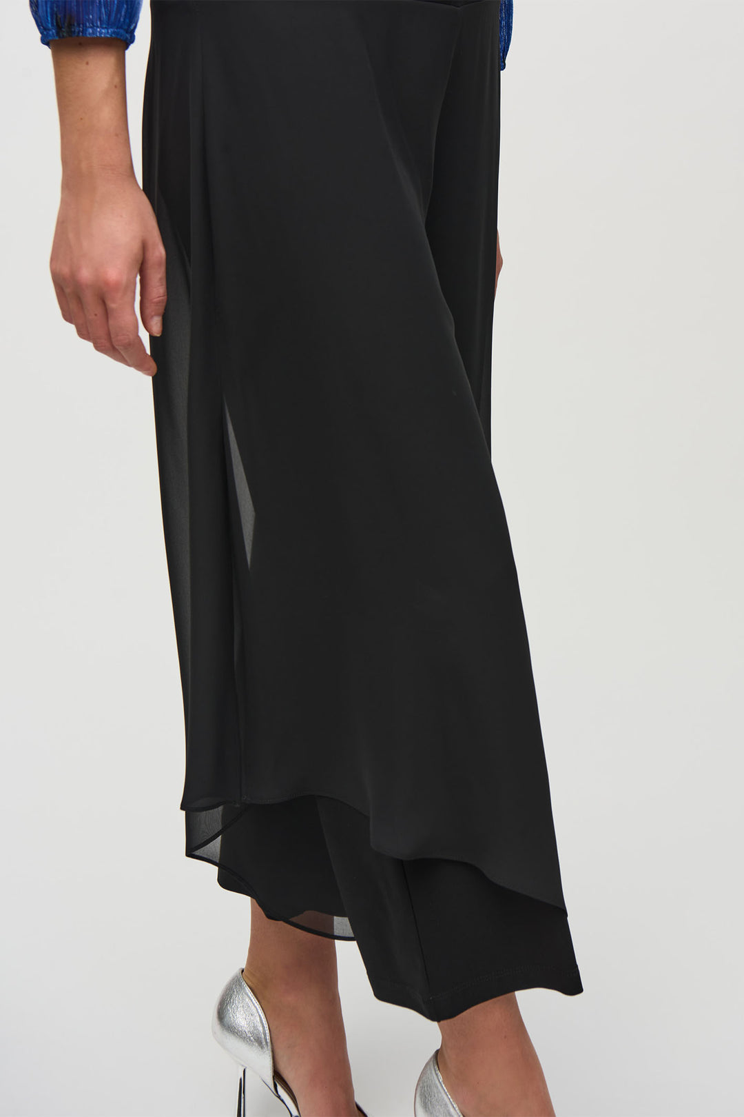 Joseph Ribkoff Black 244208 Chiffon Wide Leg Trousers - Dotique