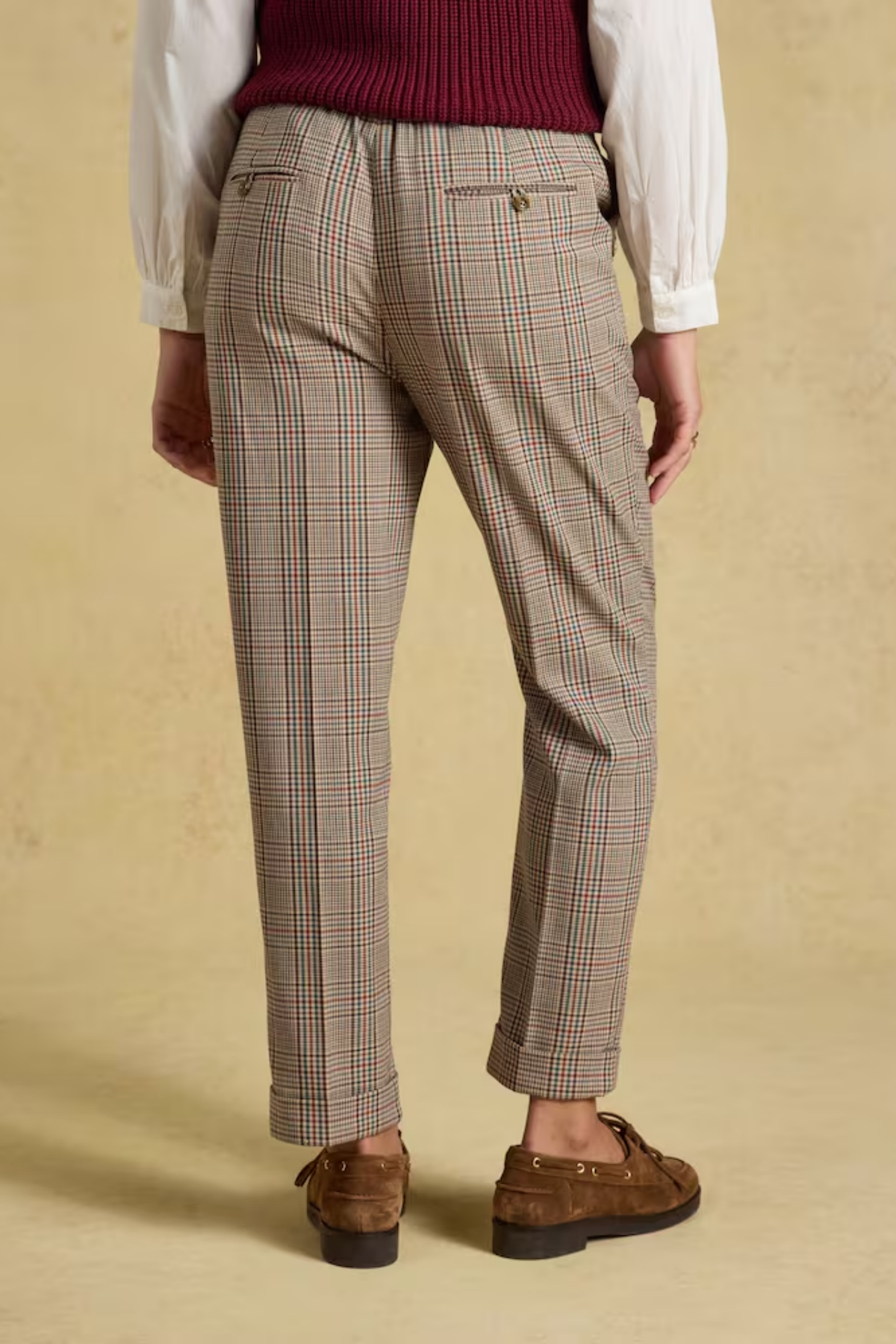 Joules Ada Swindale Tweed Trousers back view on model Shop Joules at Dotique