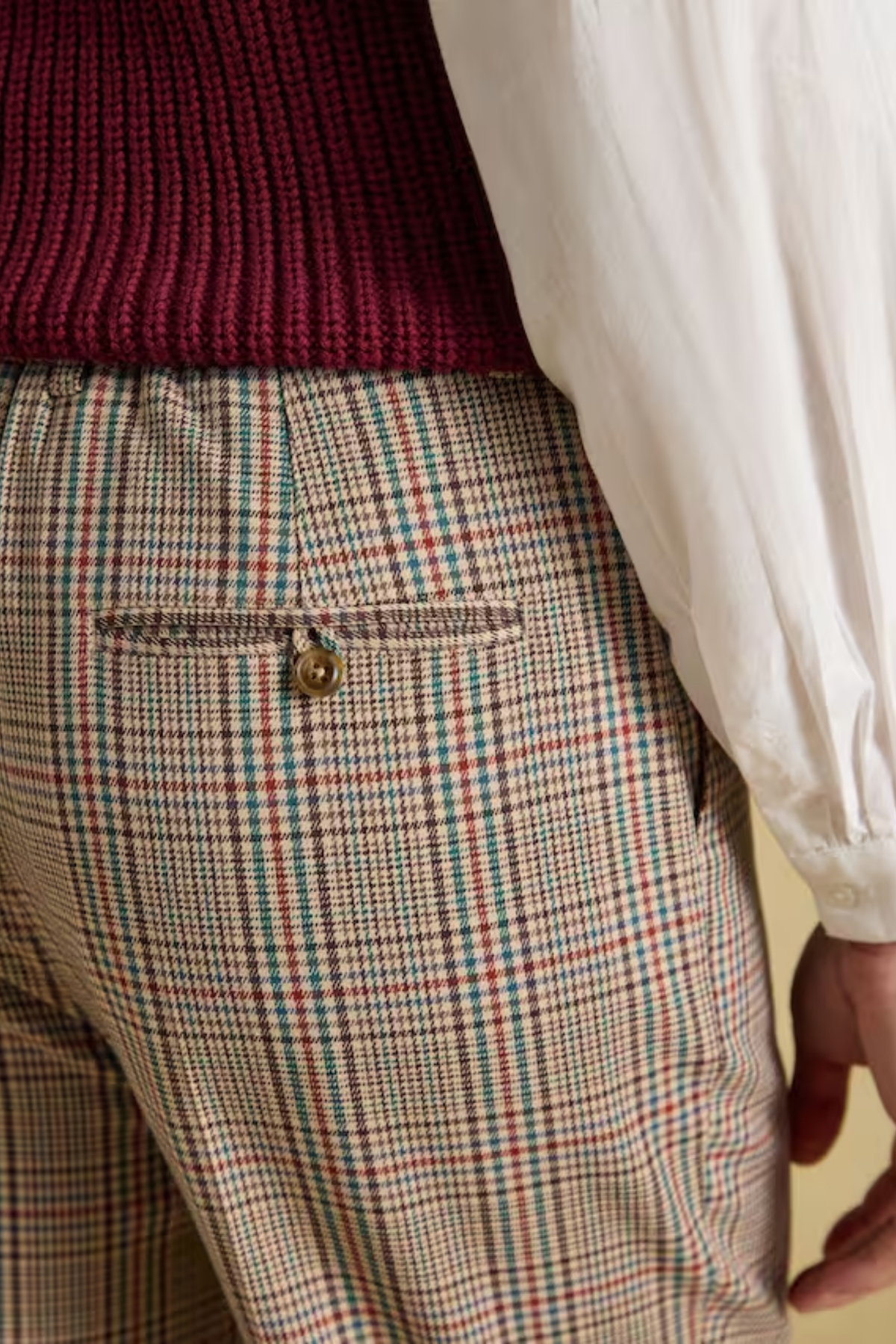 Joules Ada Swindale Tweed Trousers close up on model Shop Joules at Dotique