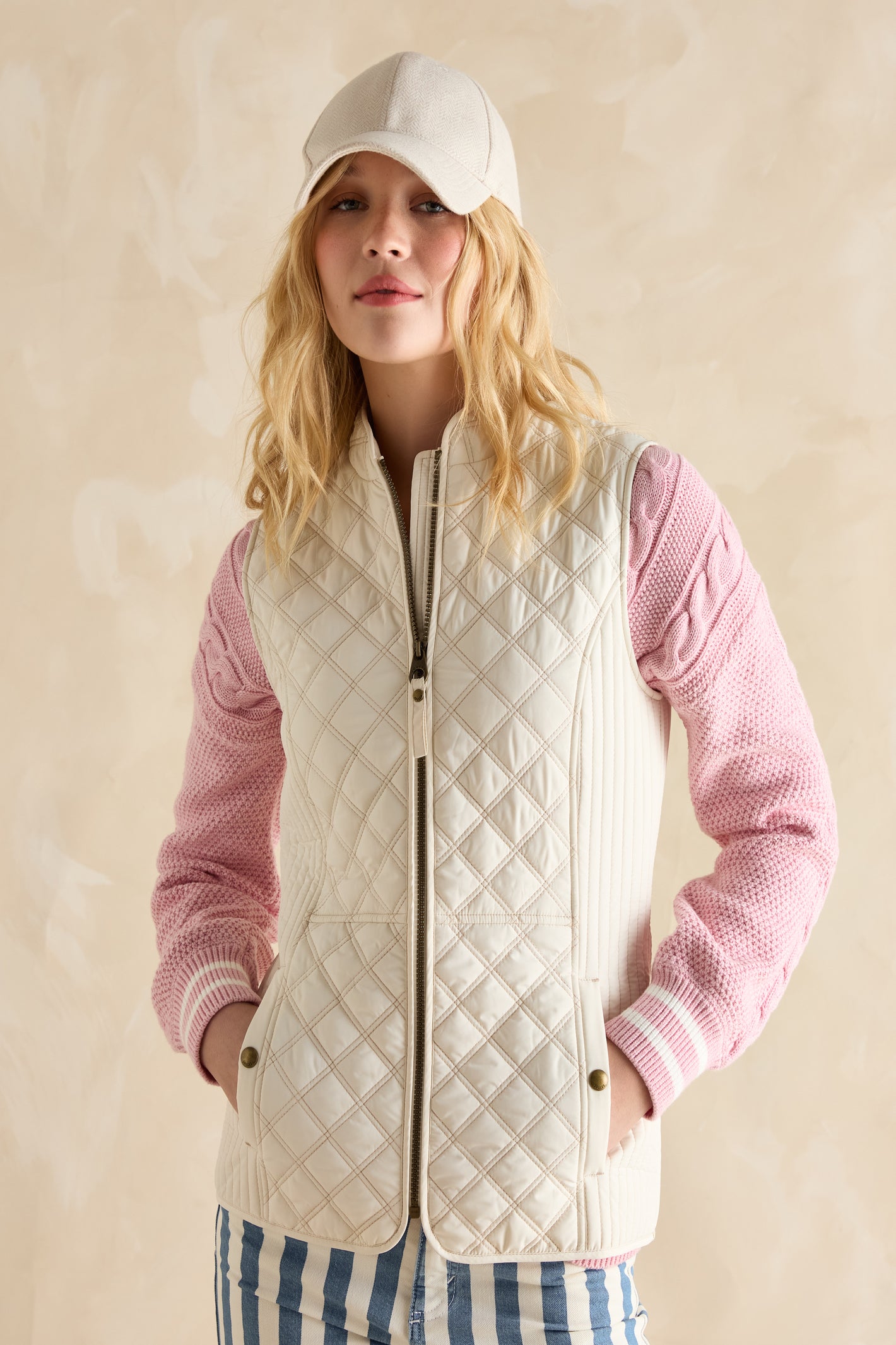 Joules B47901 Minx Quilted Cream Gilet | Shop Joules at Dotique