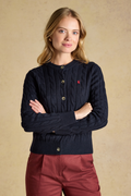 Joules Cable Cardigan Navy Cardigan worn by model Shop Joules at Dotique