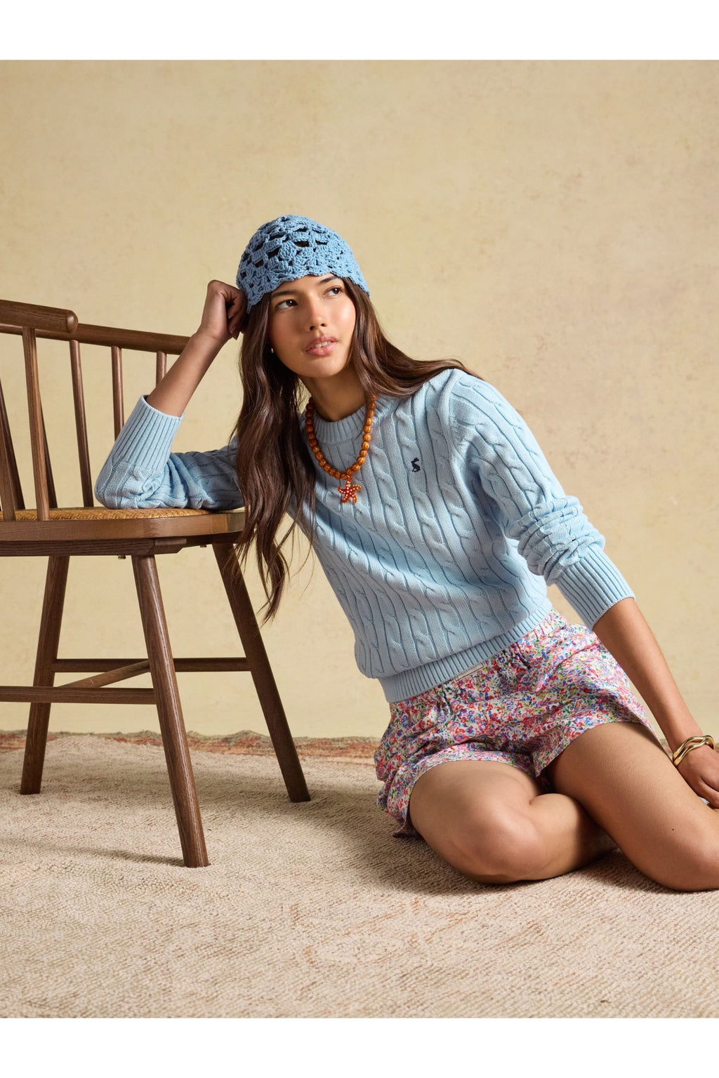 Joules Classic Cable Light Blue Jumper