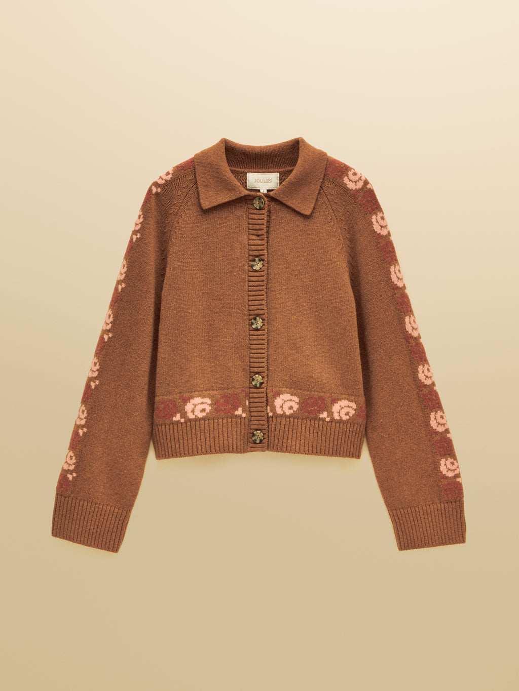 Joules Cowboy Collared Cardigan Tan Brown Cardigan
