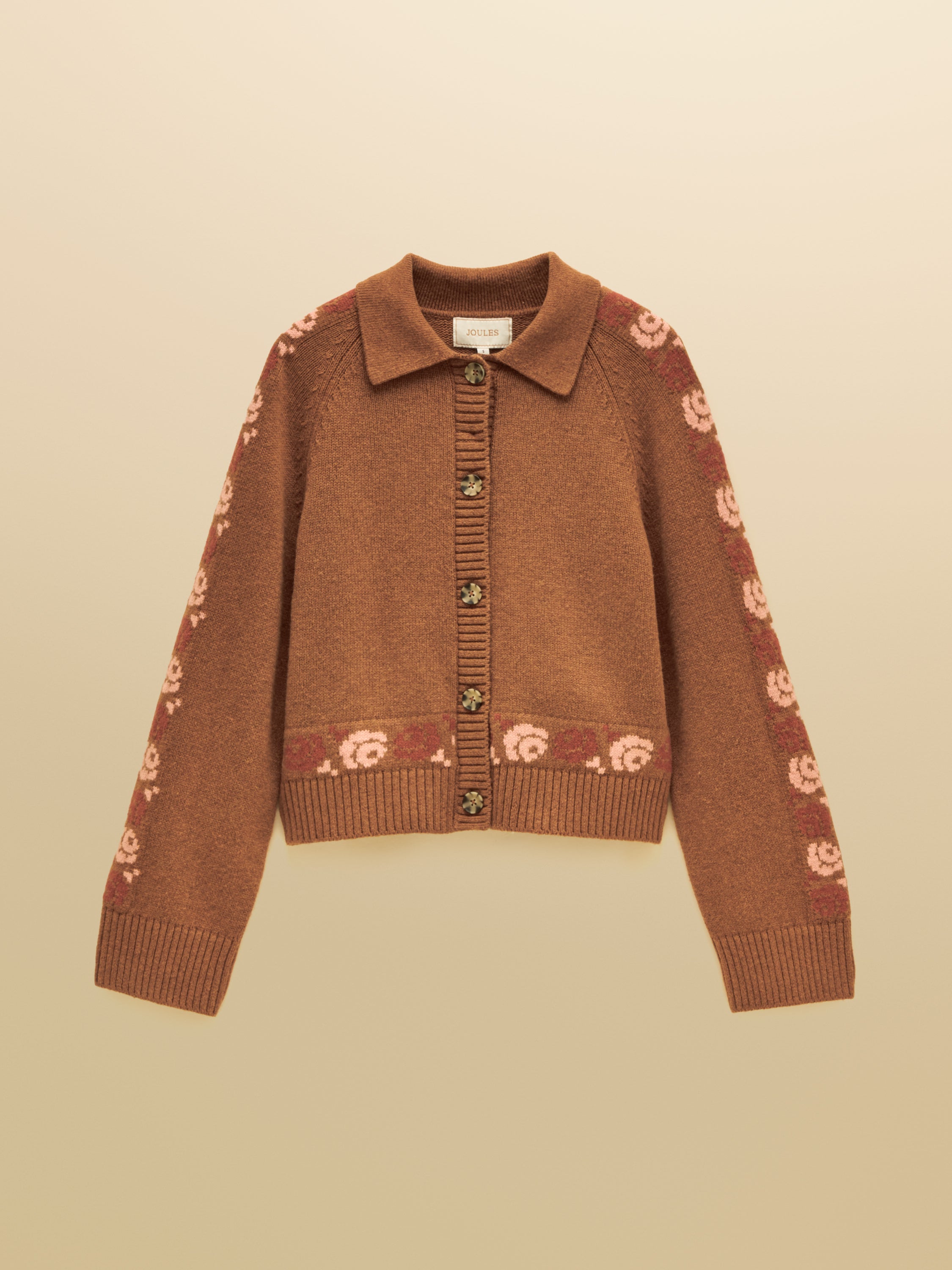 Joules Cowboy Collared Cardigan Tan Brown Cardigan