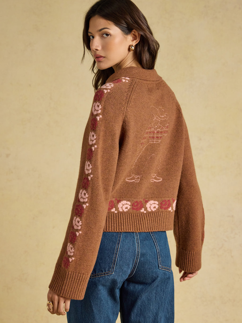 Joules Cowboy Collared Cardigan Tan Brown Cardigan