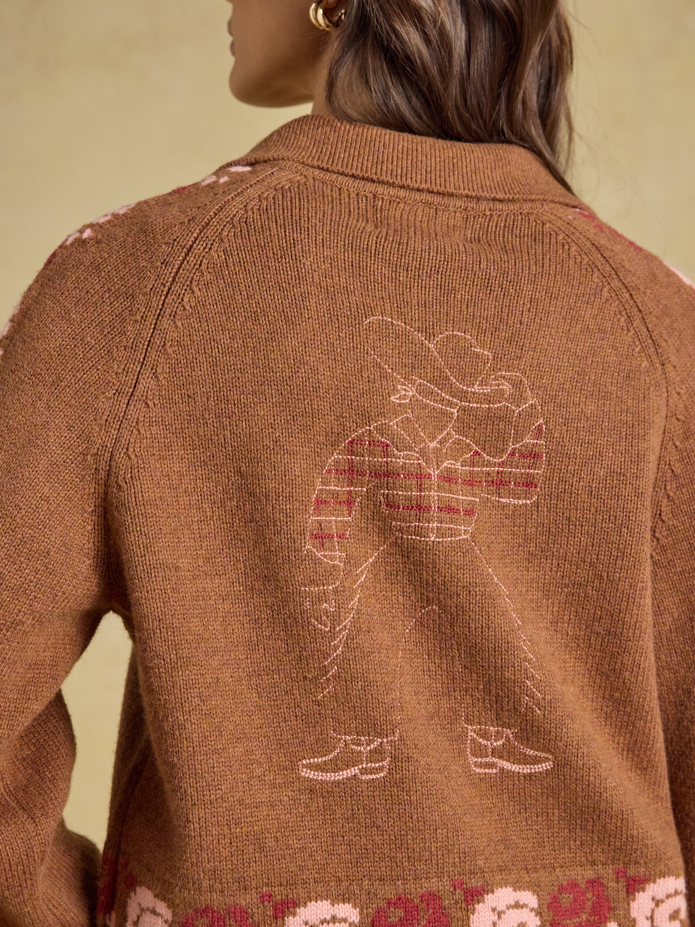 Joules Cowboy Collared Cardigan Tan Brown Cardigan