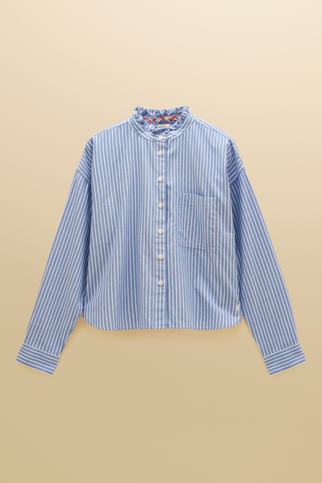 Joules Cropped Oxford Blue Shirt blue striped shirt Shop Joules at Dotique