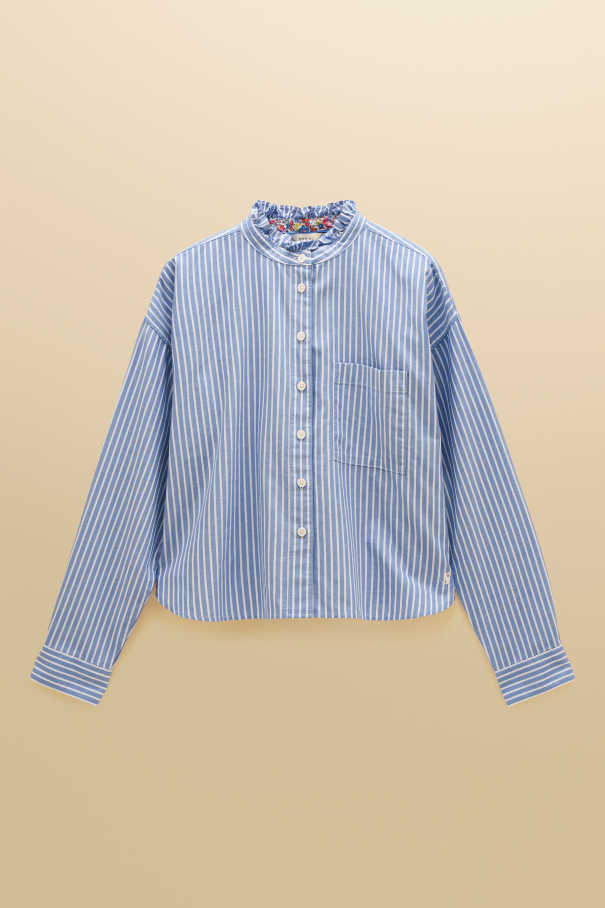 Joules Cropped Oxford Blue Shirt blue striped shirt Shop Joules at Dotique