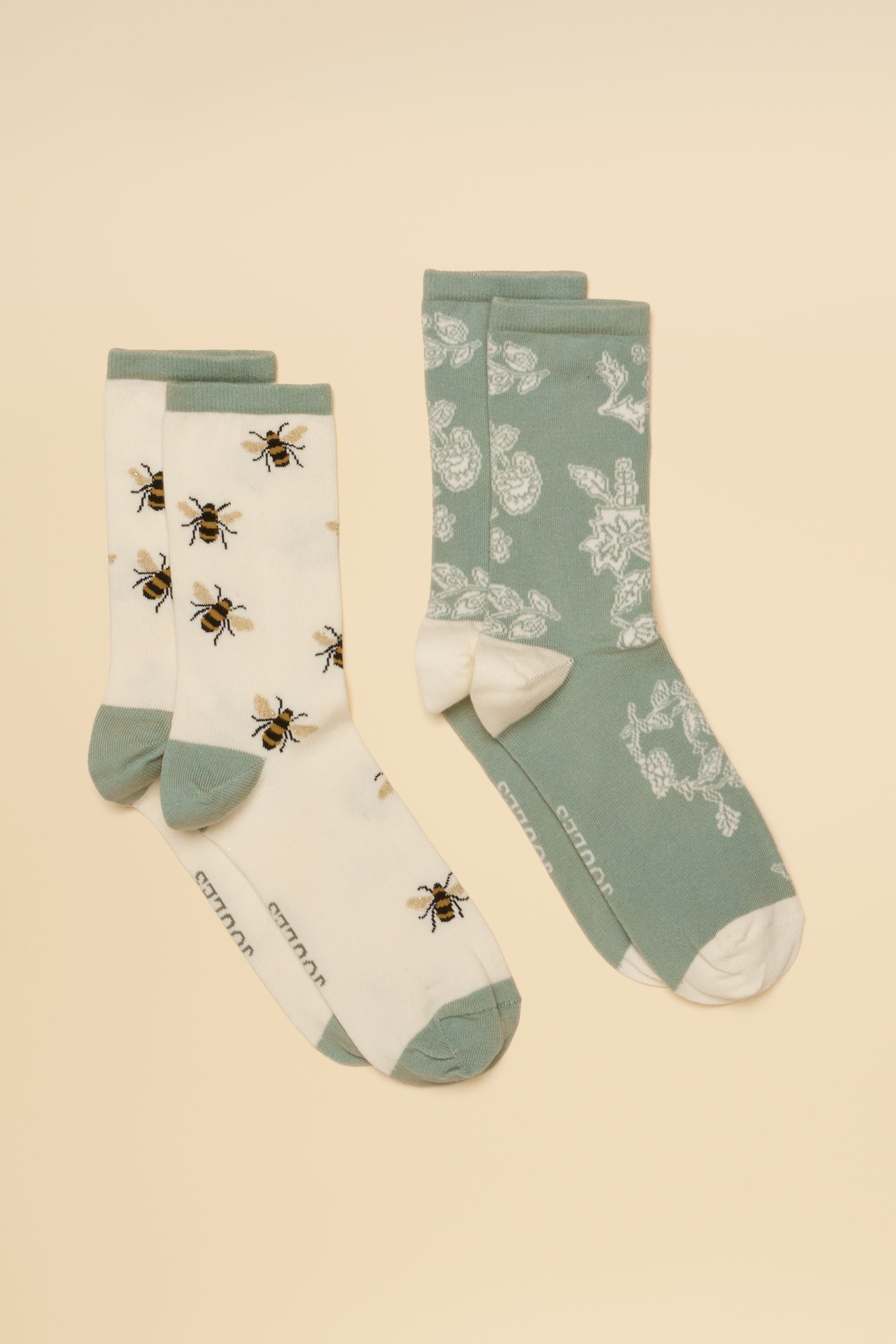 Joules H17728 Everyday 2 Pack Socks – White & Green