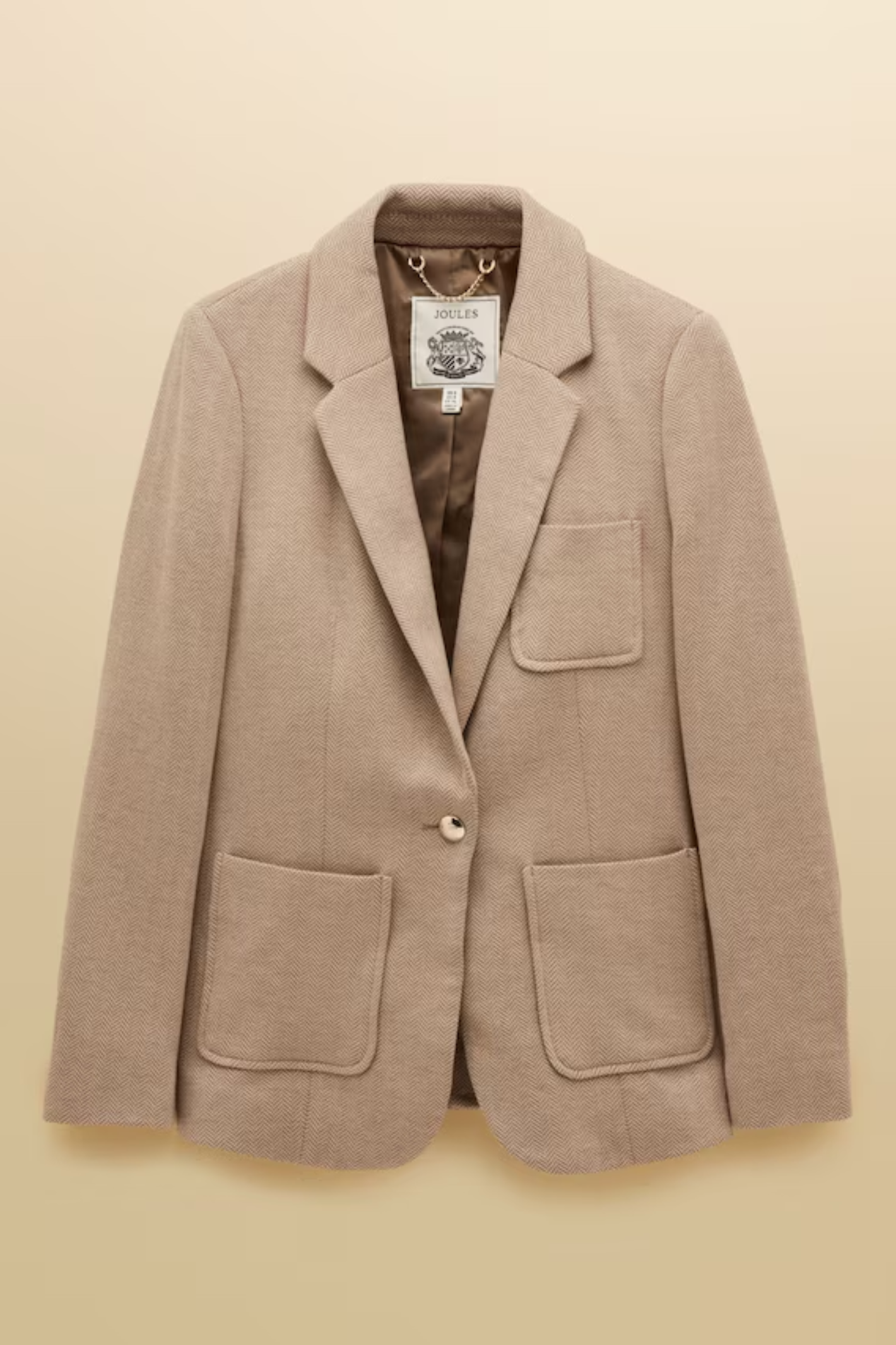 Discover the Joules Albury cotton-rich blazer — a relaxed yet tailored layer with soft jersey tweed, front pockets and subtle embroidered detail, perfect for effortless everyday style.