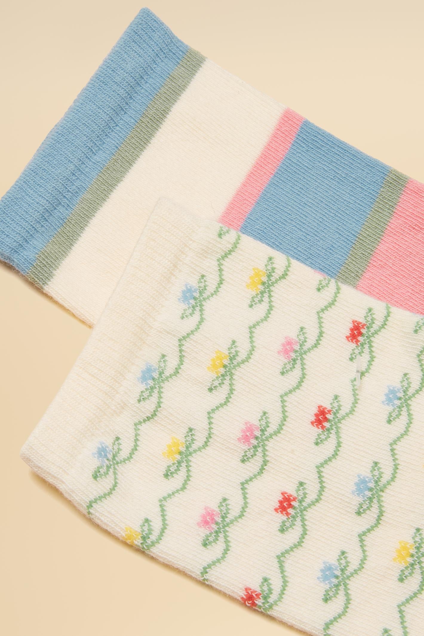 Joules H17729 Everyday 2 Pack Socks – Blue & Ecru at Dotique