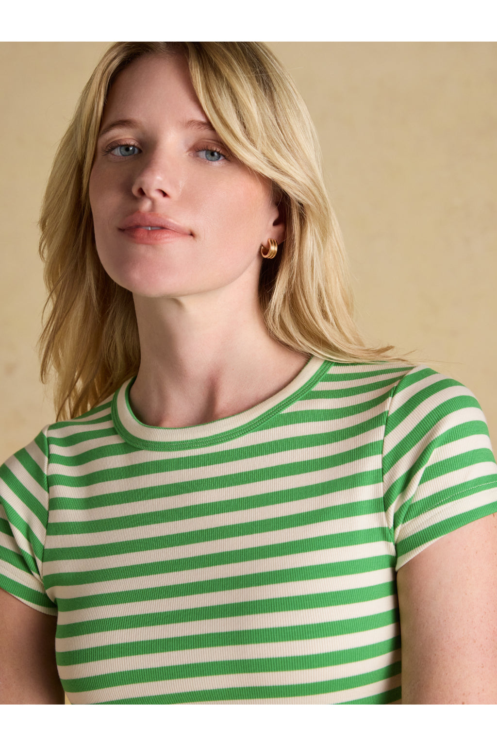Joules H18083 Sophie Ribbed T-Shirt – Green Stripe