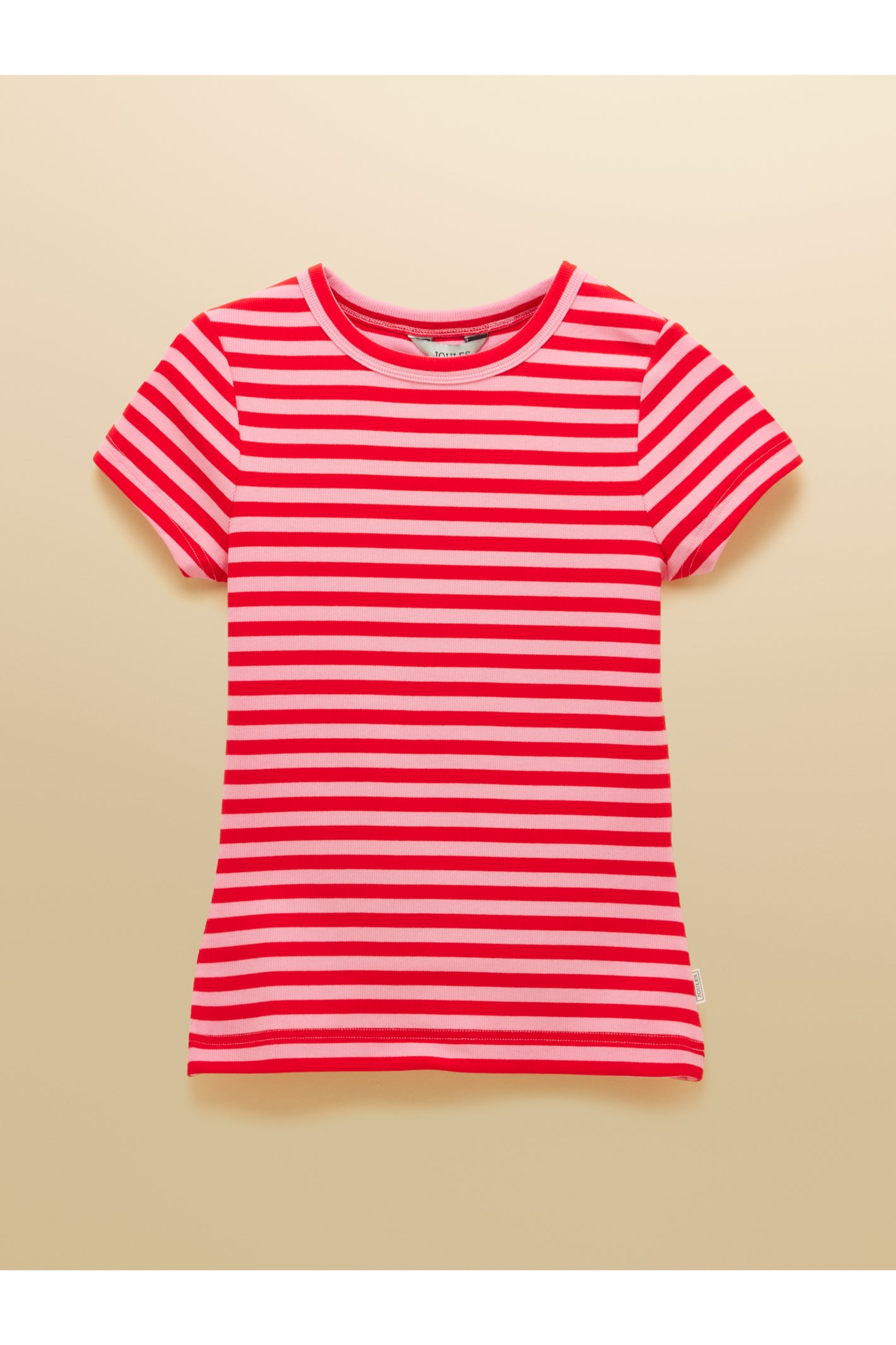 Joules H18088 Sophie Ribbed T-Shirt – Pink / Red Stripe by Joules, shop the Joules collection at Dotique online store