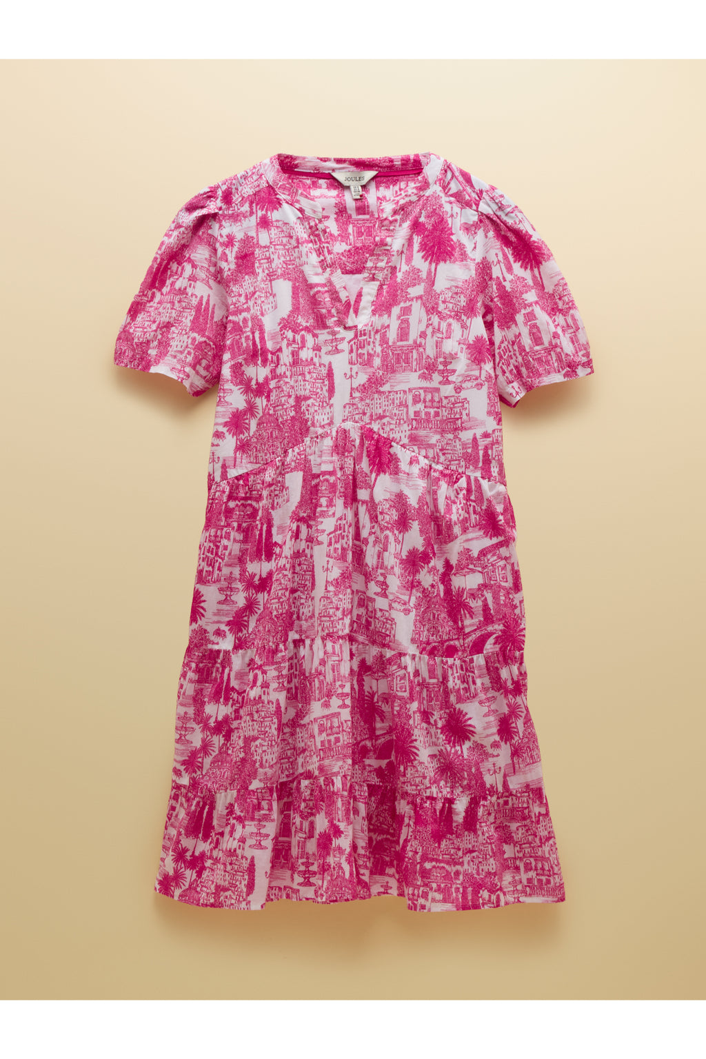 Joules H63479 Ariella Pink Toile Tiered Dress