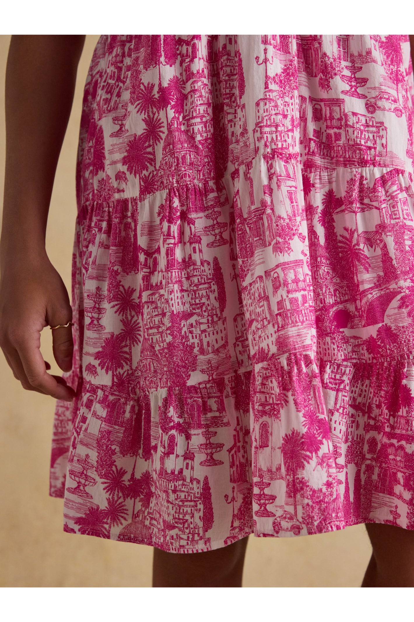 Joules H63479 Ariella Pink Toile Tiered Dress