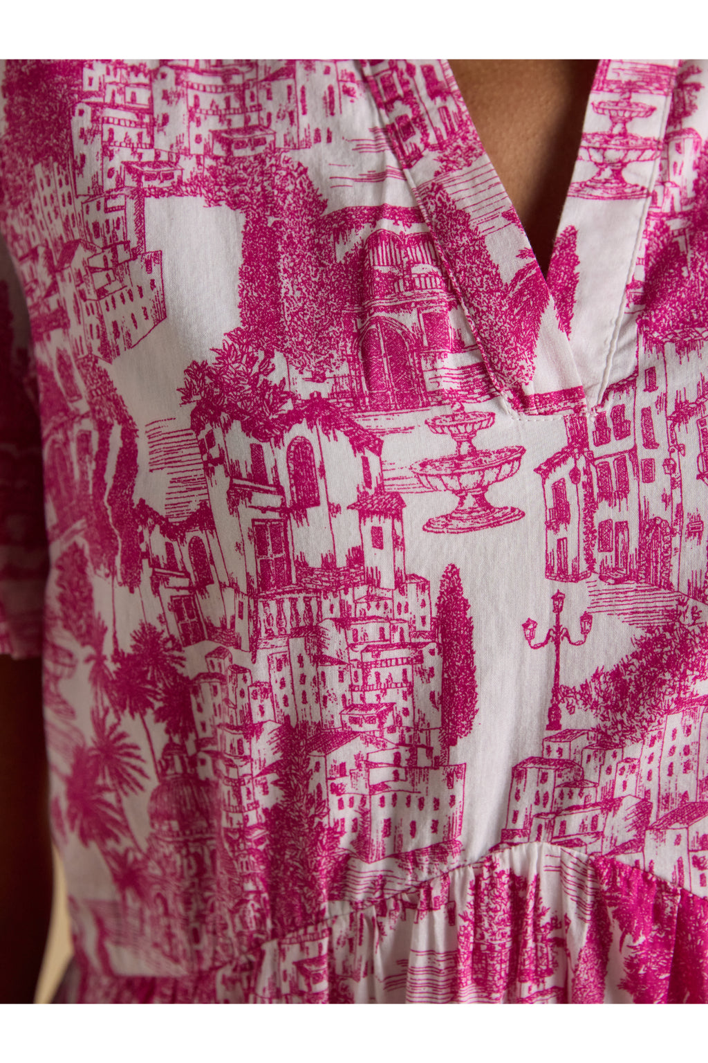 Joules H63479 Ariella Pink Toile Tiered Dress