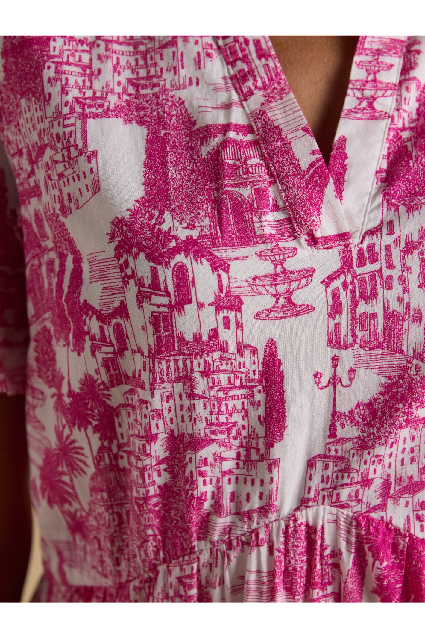 Joules H63479 Ariella Pink Toile Tiered Dress