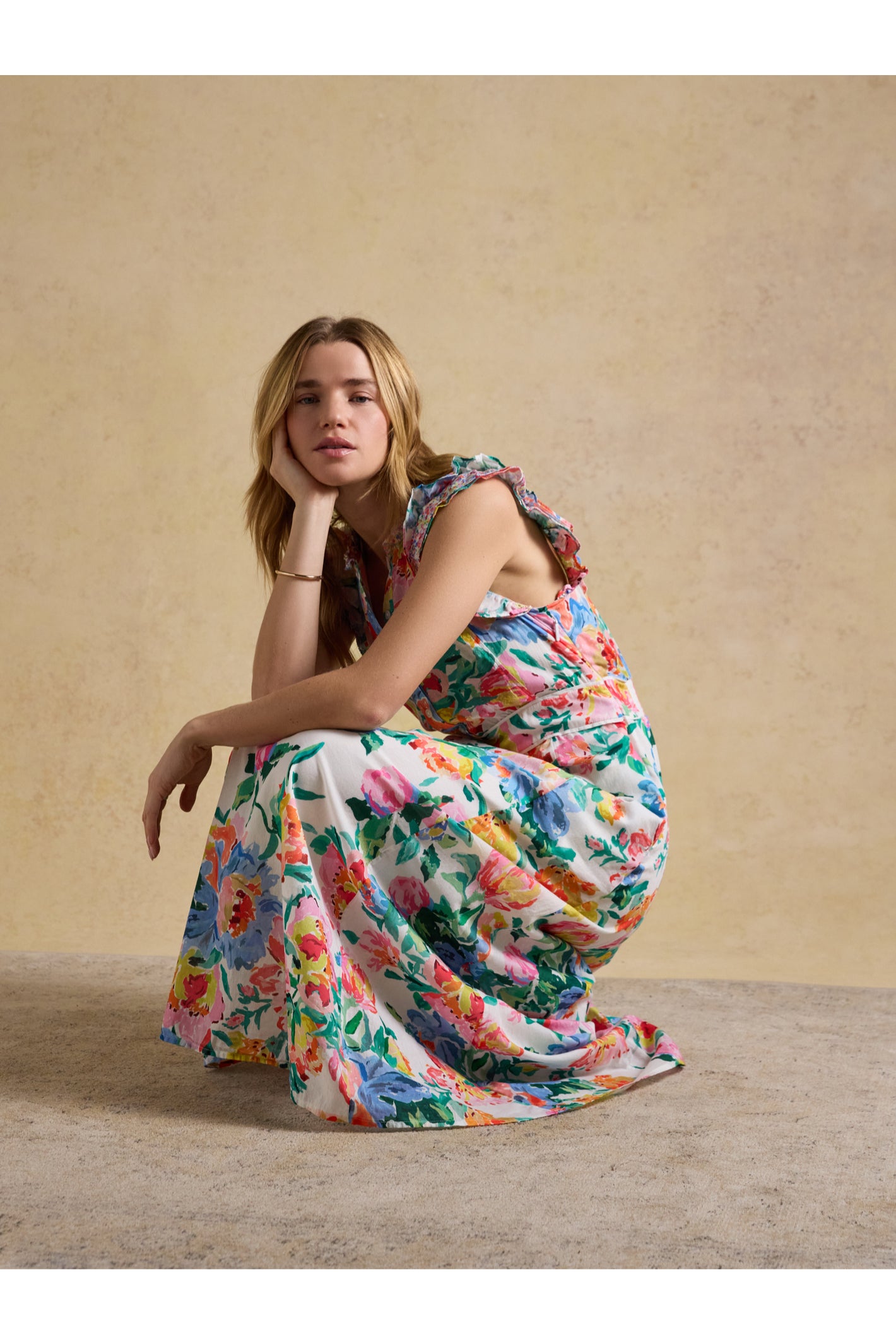 Joules H63480 Samantha Midi Dress – Multi / White Floral