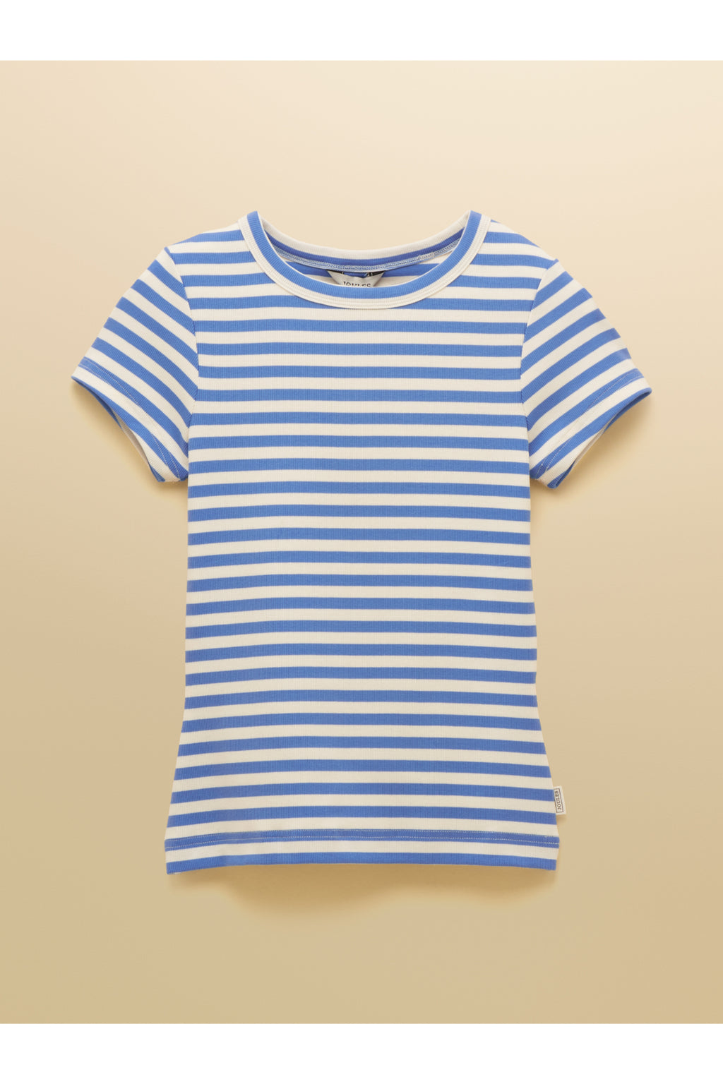 Joules H77966 Sophie Ribbed T-Shirt – Blue Stripe by Joules available to shop at Dotique in a classic blue stripe design.