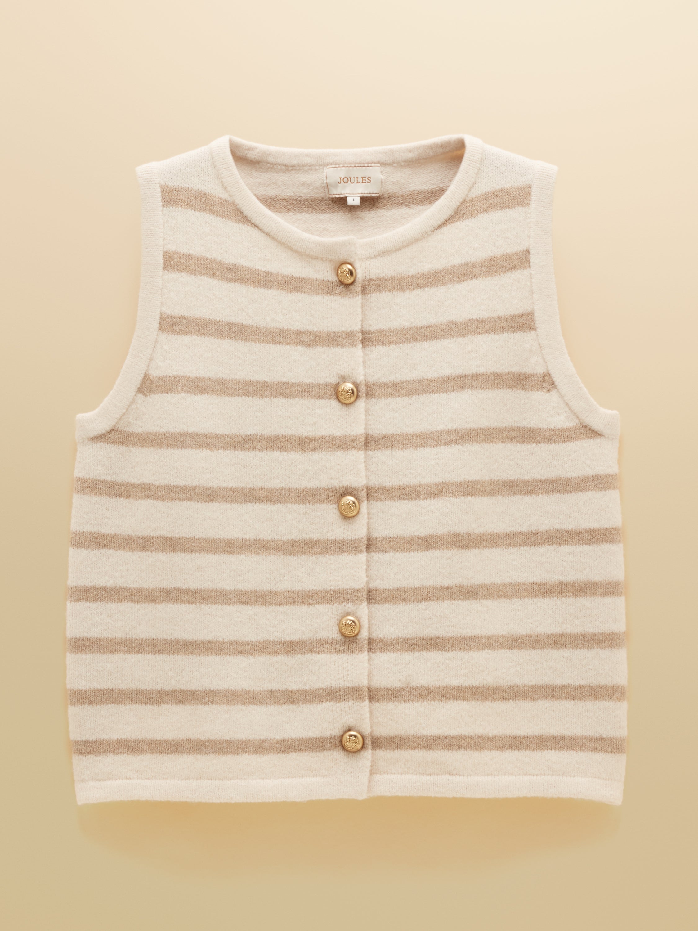 Joules Holly Button Tank Cream Stripe Top