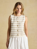 Joules Holly Button Tank Cream Stripe Top