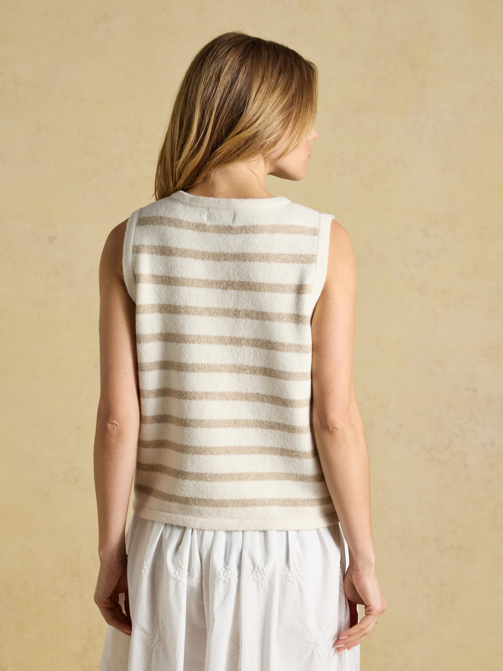 Joules Holly Button Tank Cream Stripe Top