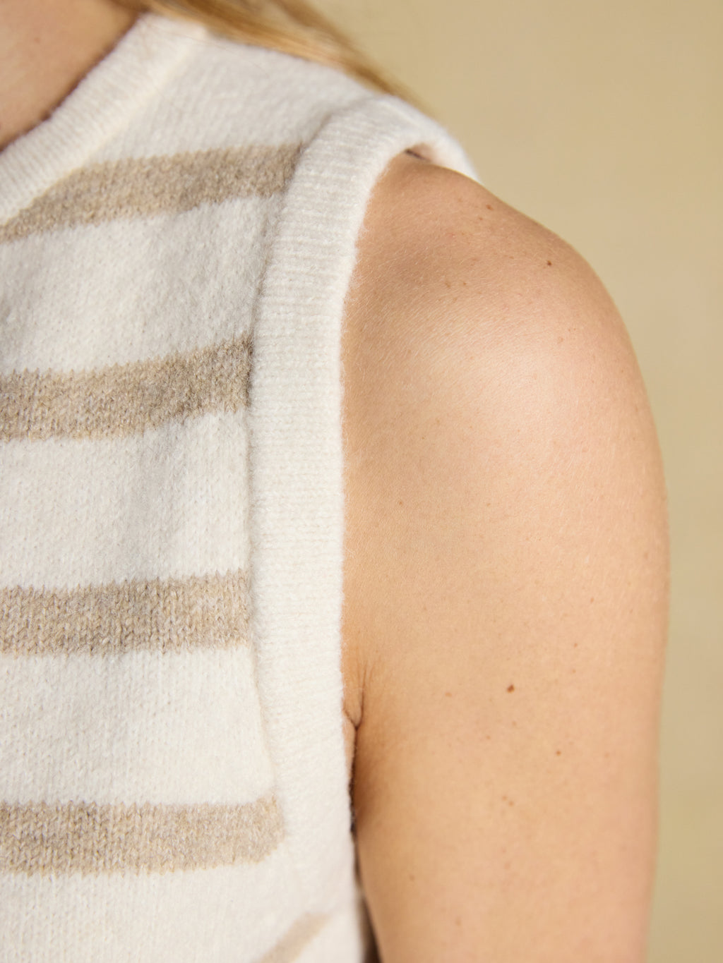 Joules Holly Button Tank Cream Stripe Top