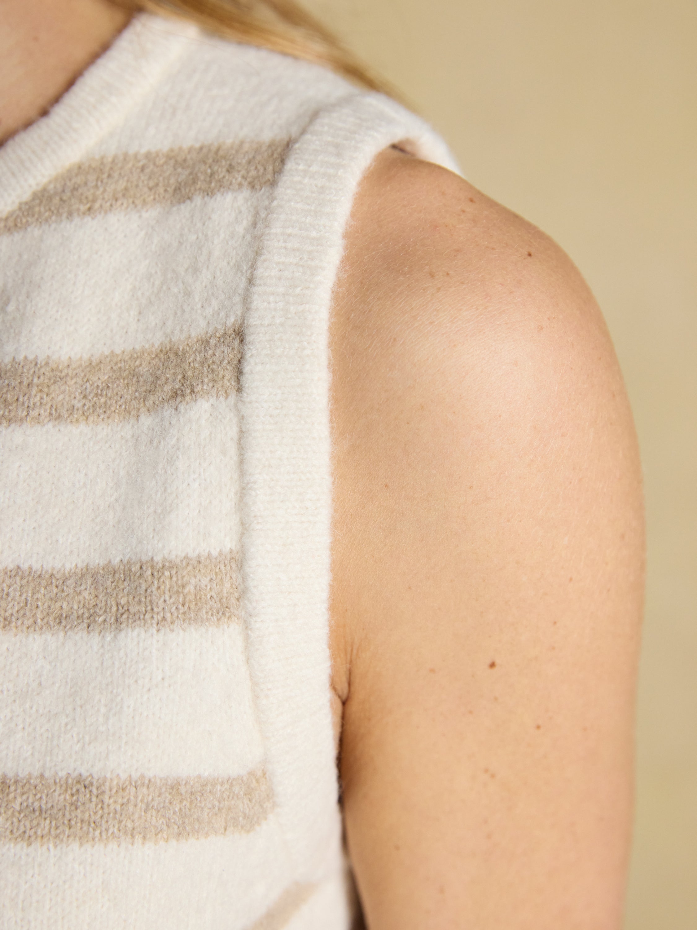 Joules Holly Button Tank Cream Stripe Top