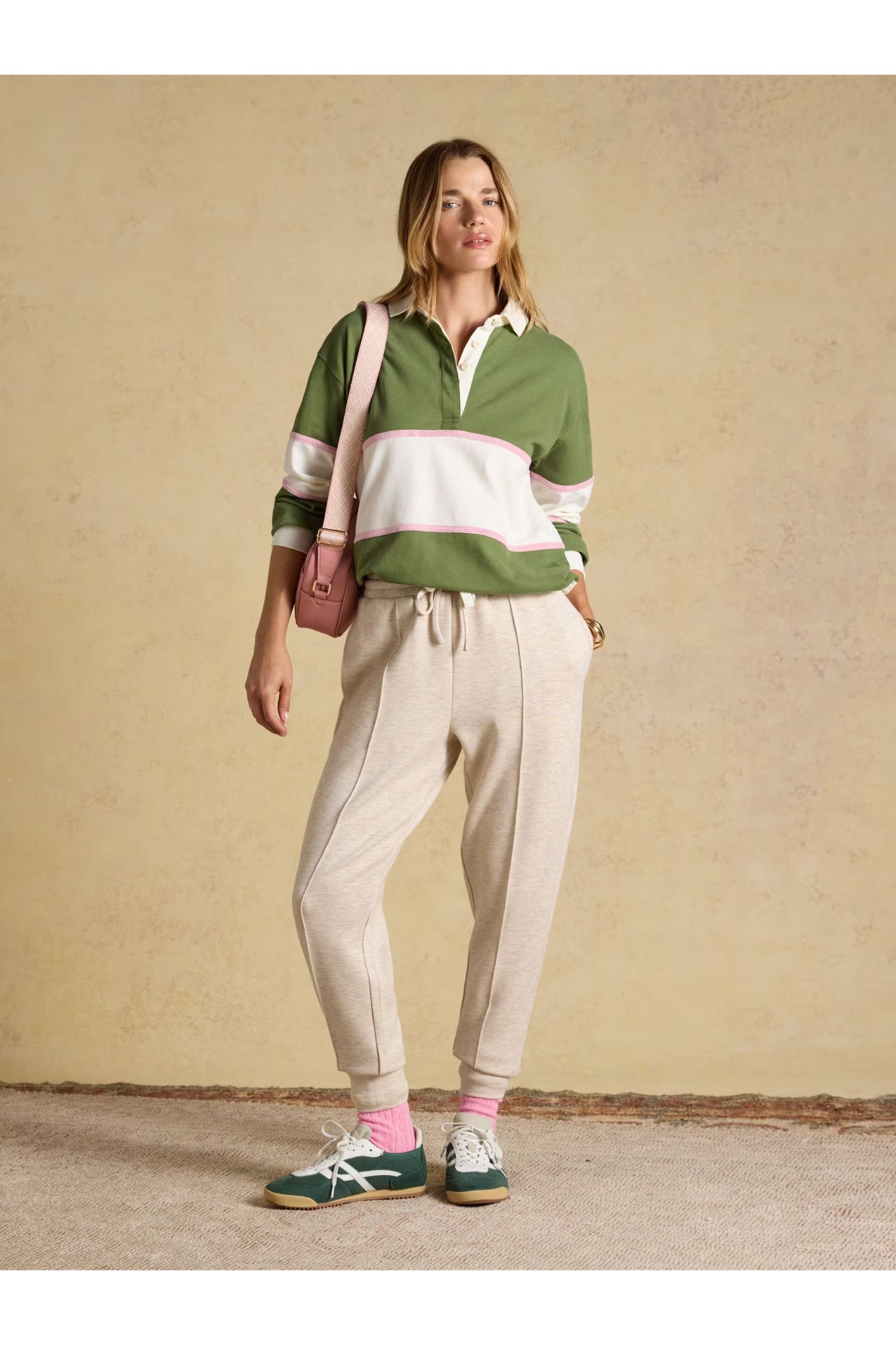 Joules Jersey Deckshirt Green/Cream Stripe Top
