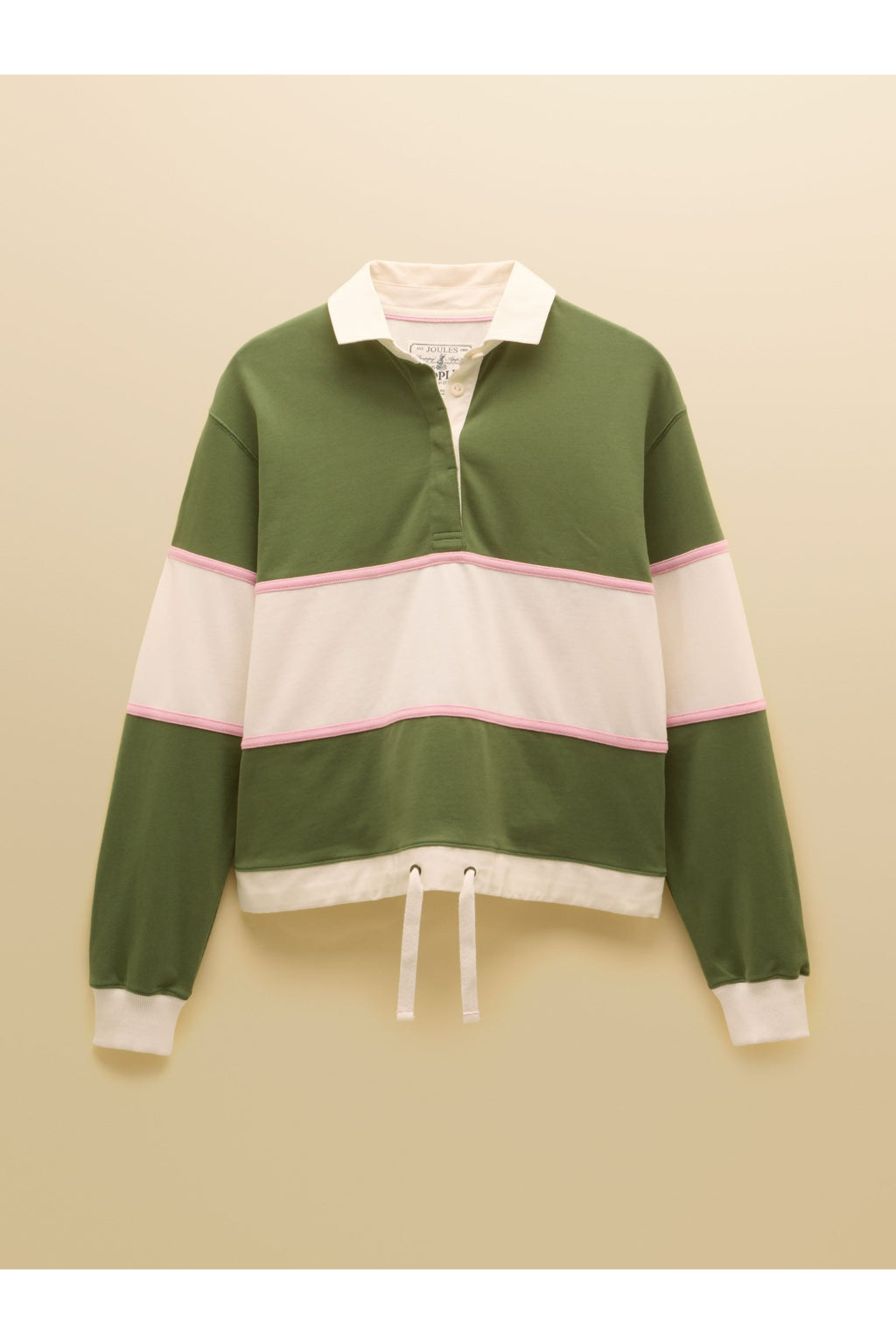 Joules Jersey Deckshirt Green/Cream Stripe Top