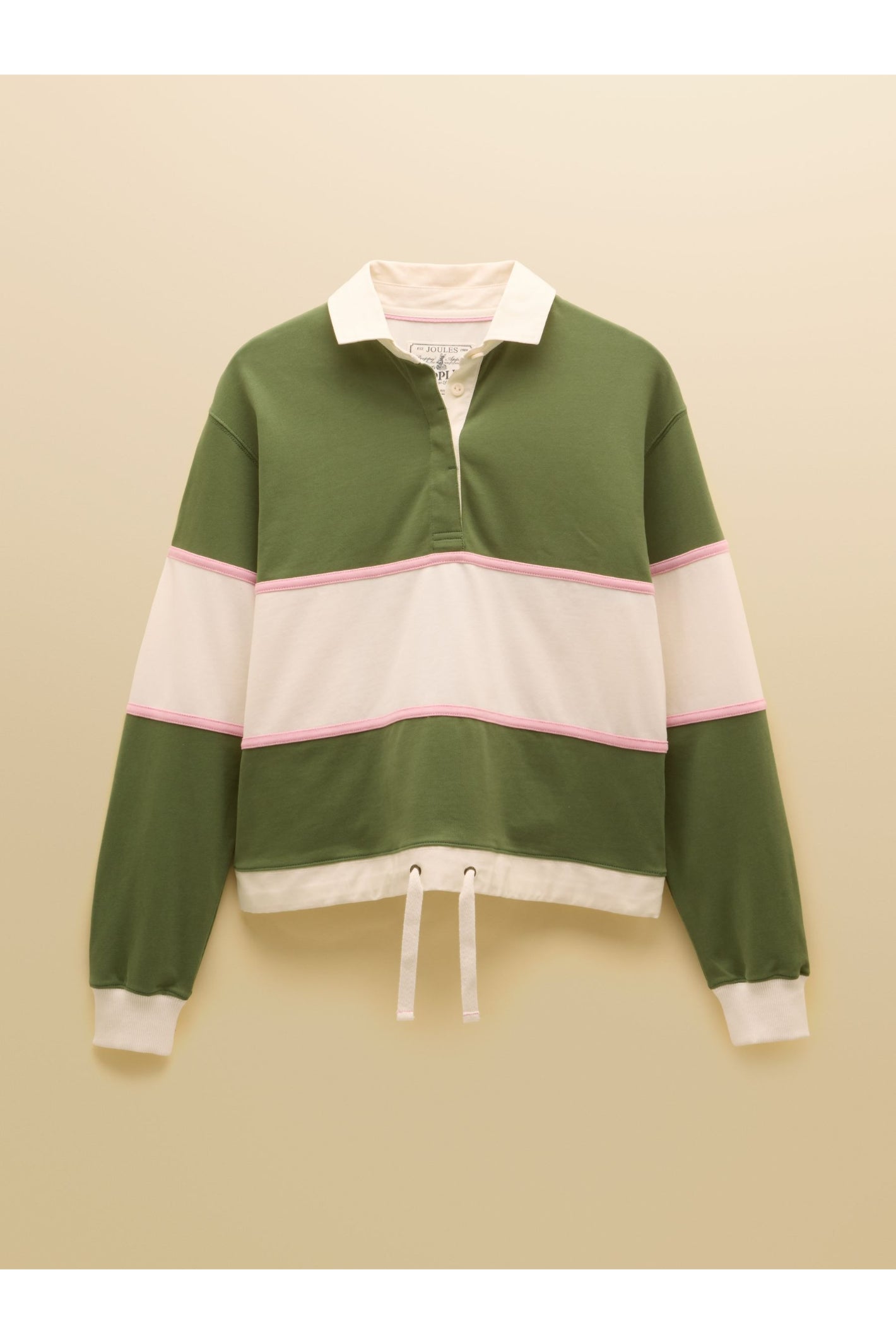 Joules Jersey Deckshirt Green/Cream Stripe Top