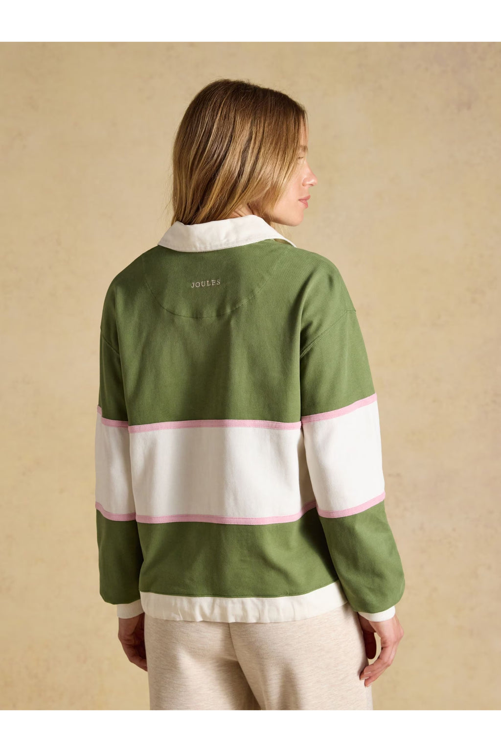 Joules Jersey Deckshirt Green/Cream Stripe Top