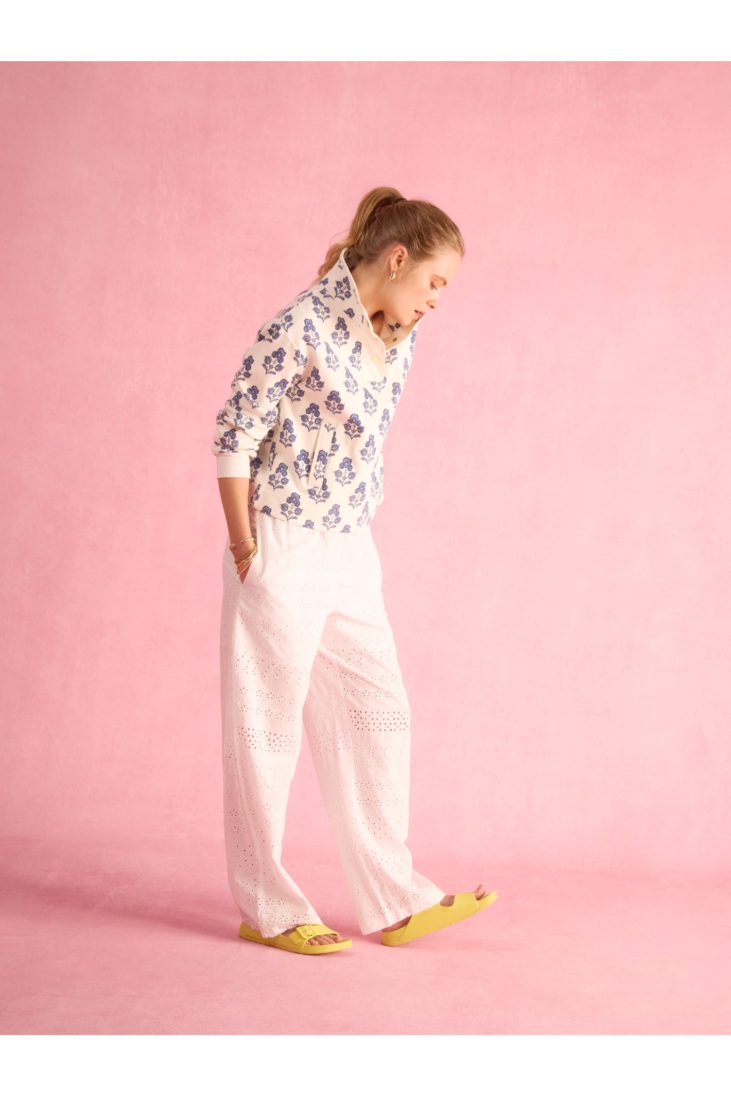 Joules Lulworth Sweat Cream Foulard Print Top